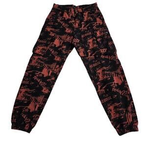 Streetwear Society Joggers Womens L Cargo Pants Love Graphic Graffiti Y2K Skater